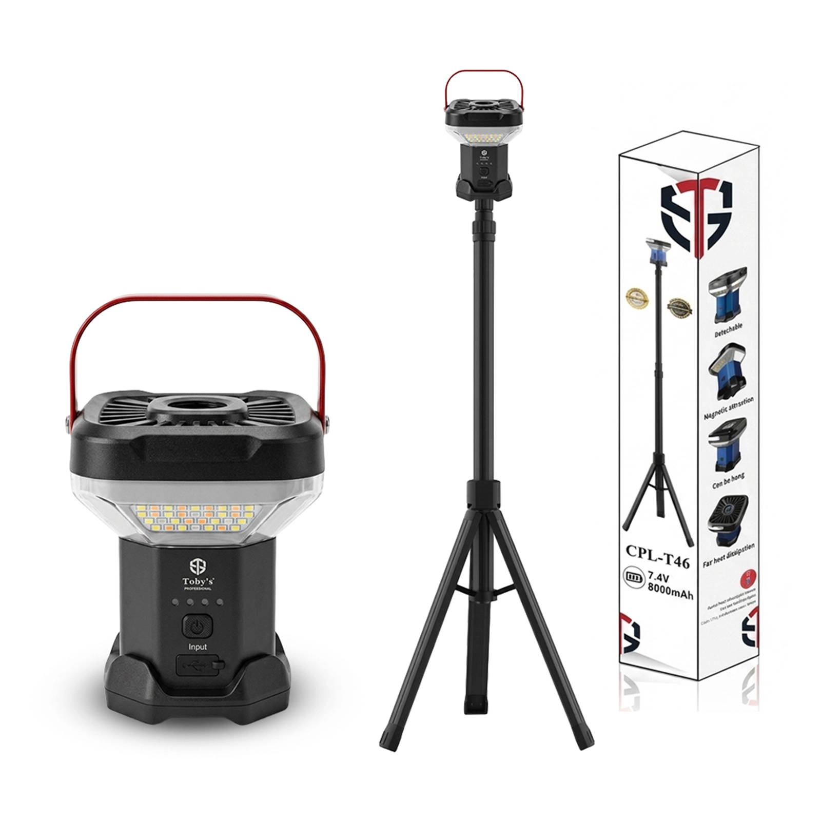 1-CPL T46 Toby’s CPL-T46 Rechargeable LED Camping Lantern 8000mAh with Adjustable Tripod Stand & Magnetic Base Outdoor Light - Image 1