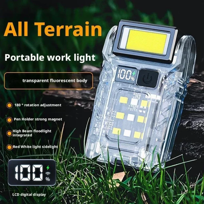 Toby&rsquo;s BV-02 Rechargeable Mini LED Clip Light Rotatable Head Type-C Flashlight with Power Display for Camping & Emergency - Image 8