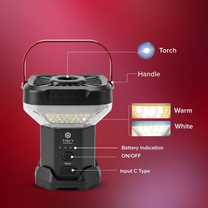 Toby&rsquo;s CPL-T46 Rechargeable LED Camping Lantern 8000mAh with Adjustable Tripod Stand & Magnetic Base Outdoor Light - Image 9