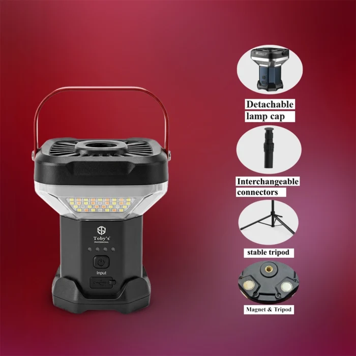 Toby&rsquo;s CPL-T46 Rechargeable LED Camping Lantern 8000mAh with Adjustable Tripod Stand & Magnetic Base Outdoor Light - Image 2