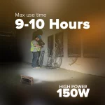 Toby&rsquo;s CPL-T48 150W Portable LED Solar Work Light 15000 Lumens Rechargeable Flood Light with Solar & USB Charging IP66 Waterproof - Image 4