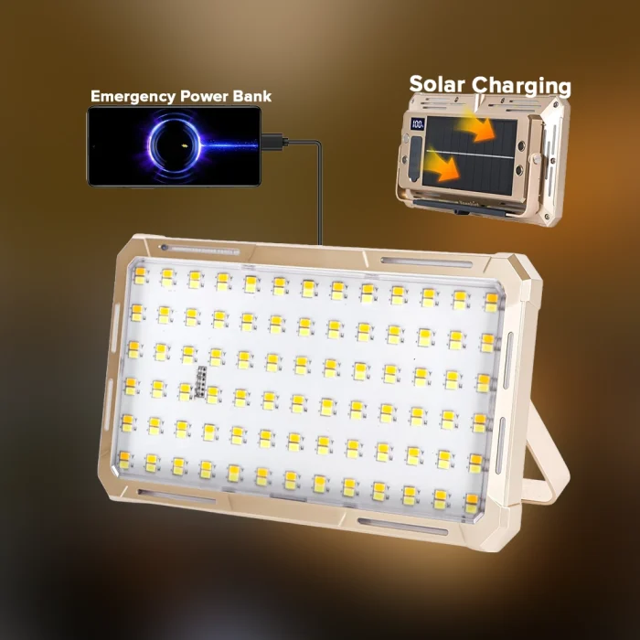 Toby&rsquo;s CPL-T48 150W Portable LED Solar Work Light 15000 Lumens Rechargeable Flood Light with Solar & USB Charging IP66 Waterproof - Image 6