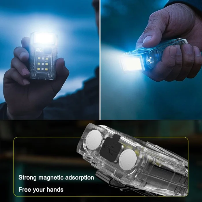 Toby&rsquo;s BV-02 Rechargeable Mini LED Clip Light Rotatable Head Type-C Flashlight with Power Display for Camping & Emergency - Image 6