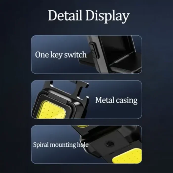TBS DESIGN BV-05 COB Keychain LED Flashlight 1000LM Rechargeable Magnetic Work Lamp 5 Modes Foldable 90&deg; for Hiking & Fishing - Image 7