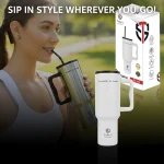 Toby's 1200ml Vacuum Insulated Stainless Steel Travel Tumbler with Handle & Straw Double Wall Leakproof Thermal Mug for Hot & Cold Drinks, Office, Gym, Travel & Car Cup Holder - Image 7