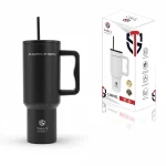 Toby's 1200ml Vacuum Insulated Stainless Steel Travel Tumbler with Handle & Straw Double Wall Leakproof Thermal Mug for Hot & Cold Drinks, Office, Gym, Travel & Car Cup Holder (Black) - Image 3