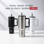 Toby's 1200ml Vacuum Insulated Stainless Steel Travel Tumbler with Handle & Straw Double Wall Leakproof Thermal Mug for Hot & Cold Drinks, Office, Gym, Travel & Car Cup Holder (Grey) - Image 8