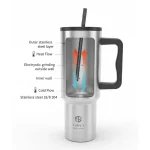 Toby's 1200ml Vacuum Insulated Stainless Steel Travel Tumbler with Handle & Straw Double Wall Leakproof Thermal Mug for Hot & Cold Drinks, Office, Gym, Travel & Car Cup Holder (Grey) - Image 10